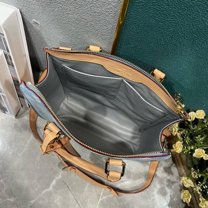 Modern Luxury Blue Woven Denim Shoulder Bag