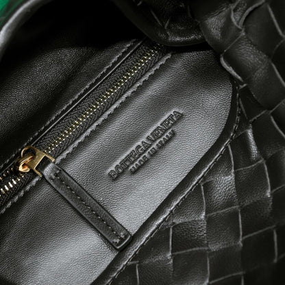 Woven Leather Top Handle Bag