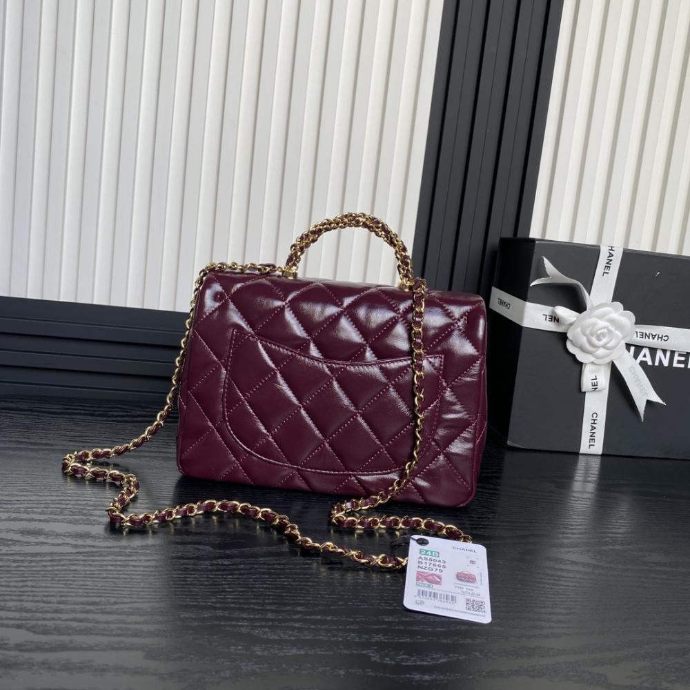 Elegant Lambskin Top Handle Bag