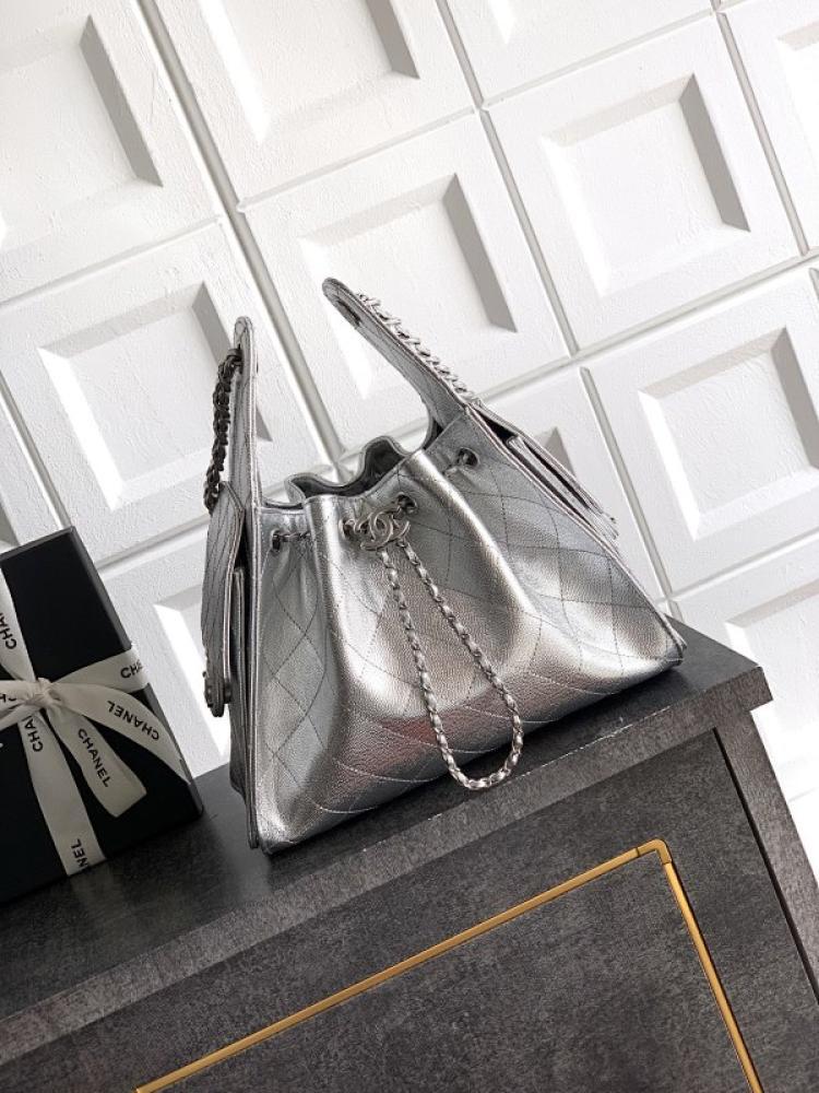 Gold Leather Bucket Bag