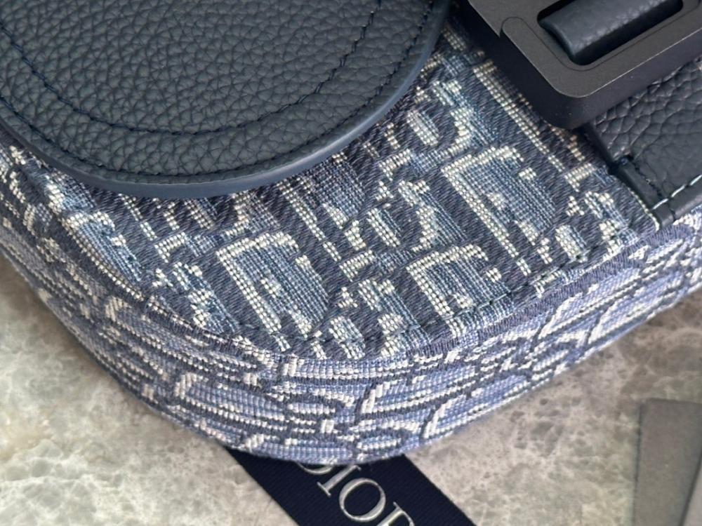 Saddle Blue Printed Leather Shoulder Bag
