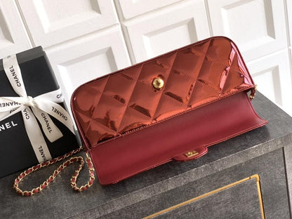 Gold Leather Top Handle Bag