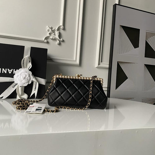 Gold Studded Leather Top Handle Bag
