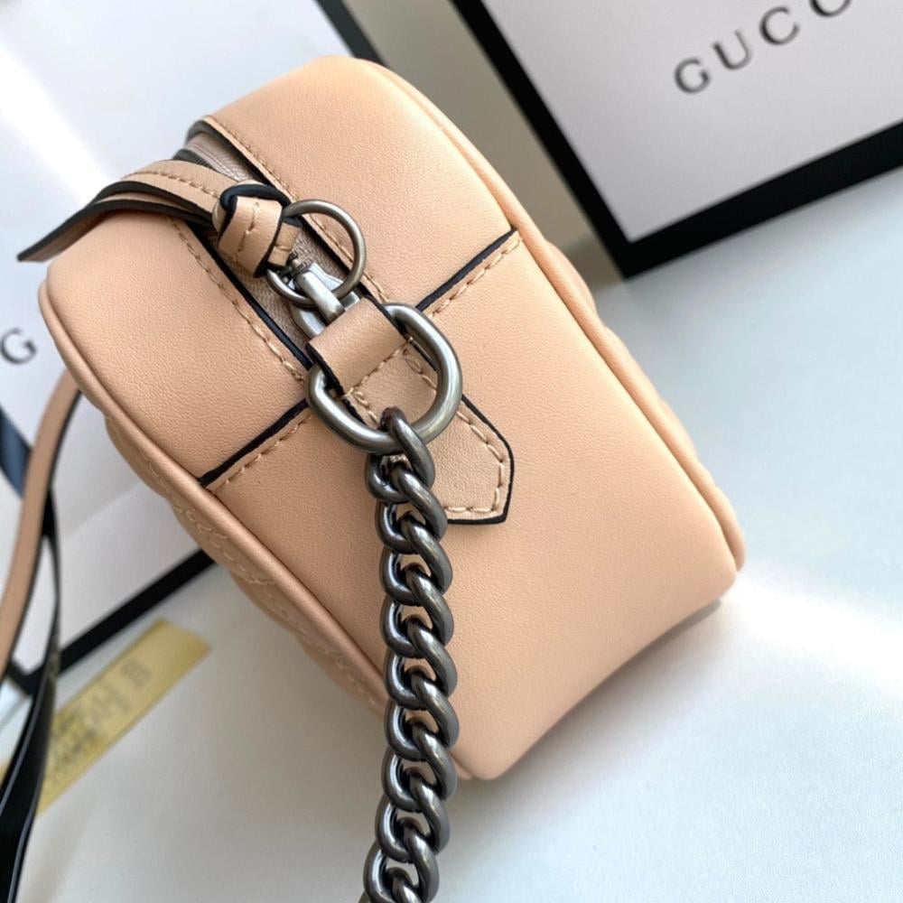 GG Marmont Silver Embroidered Crossbody Bag
