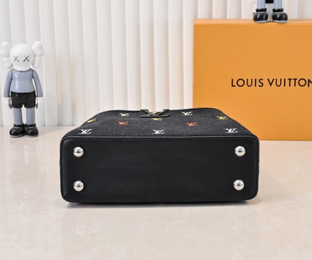 Italian-Inspired Luxury Black Denim Shoulder Bag