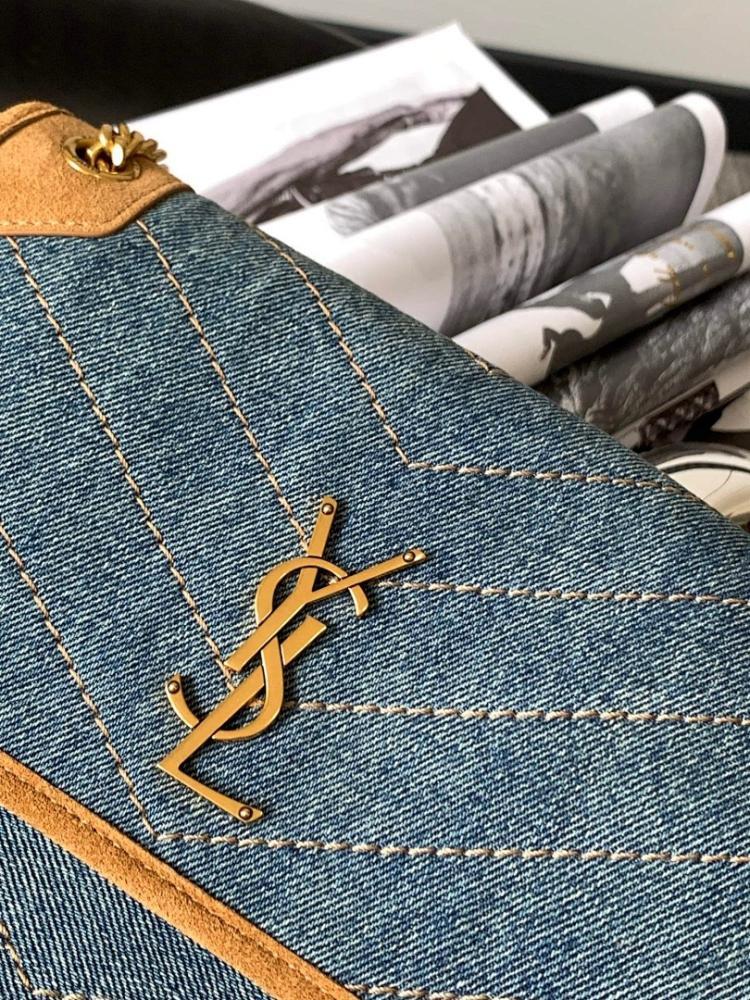 Italian-Inspired Stylish Gold Denim Crossbody Bag