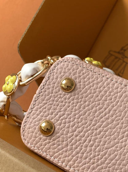 Gold Leather Top Handle Bag