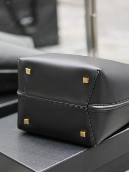 Italian-Inspired Luxury Calfskin Top Handle Bag