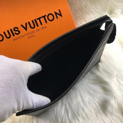 Luxury Refined Black Canvas Shoulder Bag