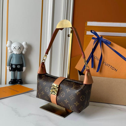 Italian-Inspired Stylish Monogram Leather Shoulder Bag