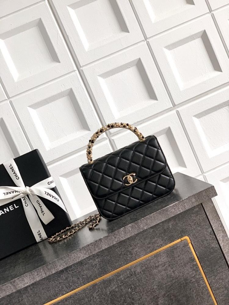 Studded Leather Top Handle Bag