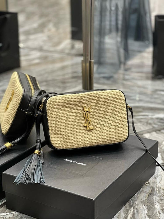 Stylish Refined Black Woven Calfskin Shoulder Bag