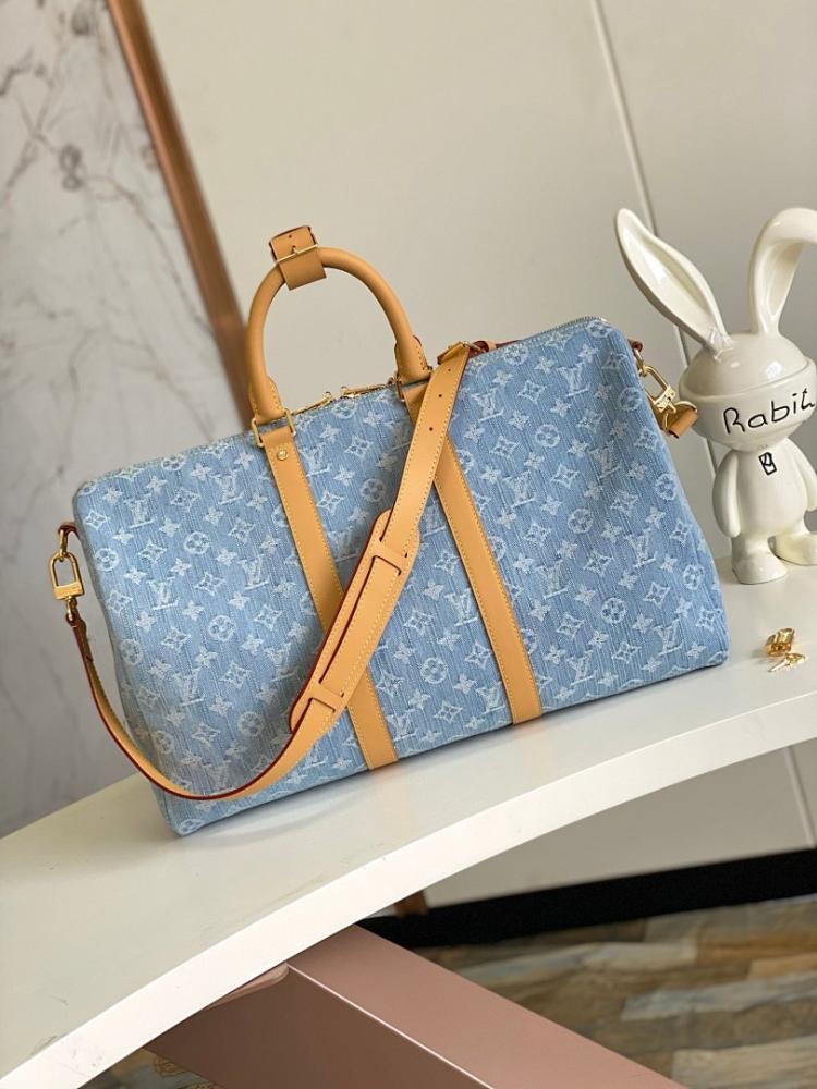 Luxury Refined Blue Leather Travel Bag