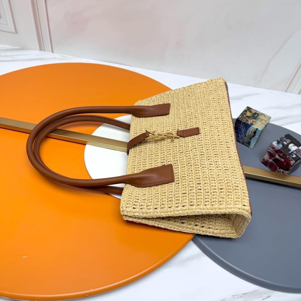 Woven Leather Top Handle Bag