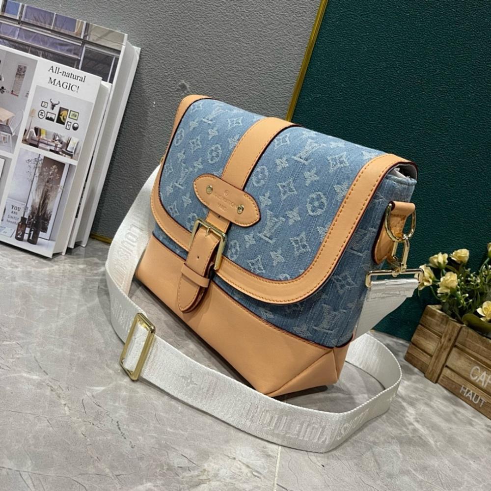 Modern Refined Blue Denim Crossbody Bag