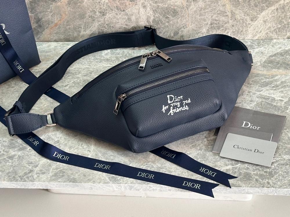 Elegant Refined Blue Calfskin Bag