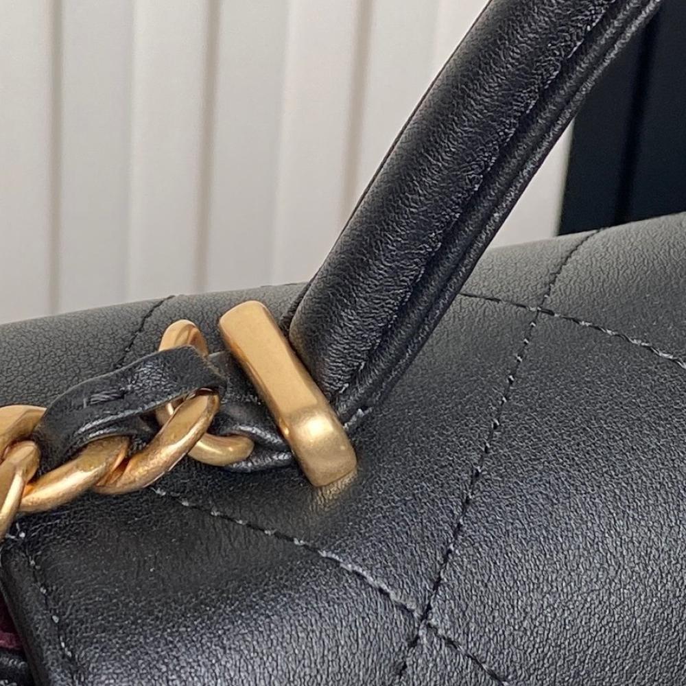 Gold Calfskin Top Handle Bag