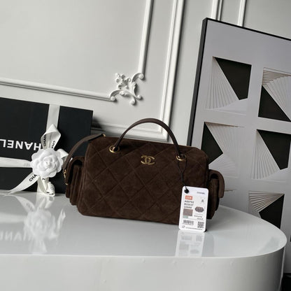 Suede Top Handle Bag