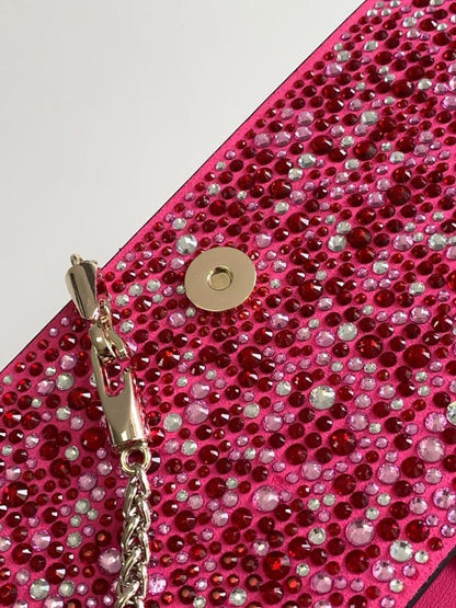 Modern Crystal-Embellished Lambskin Shoulder Bag