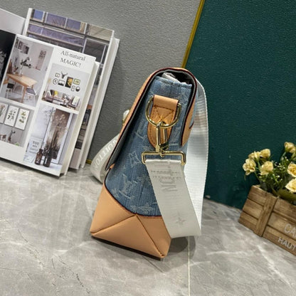 Modern Refined Blue Denim Crossbody Bag