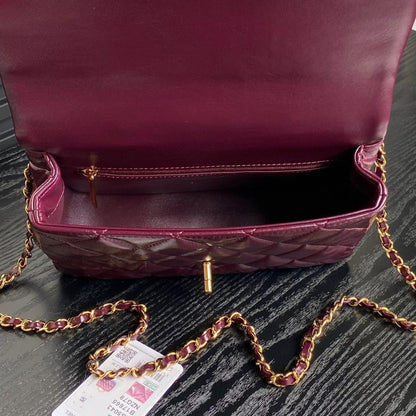 Elegant Lambskin Top Handle Bag
