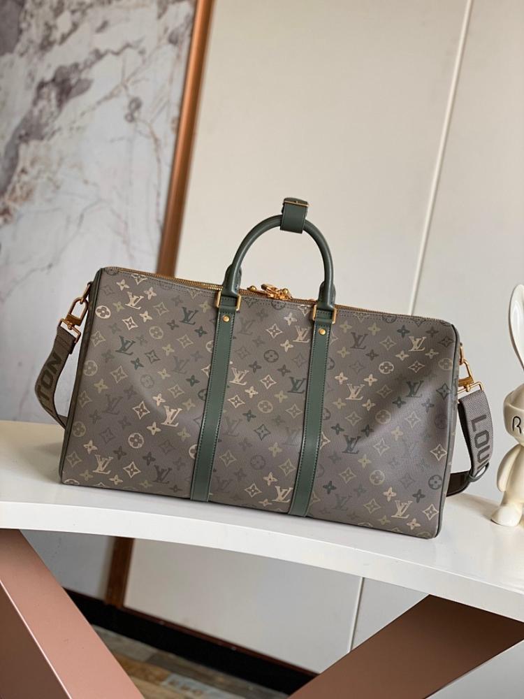 Keepall Gold Monogram Leather Travel Bag
