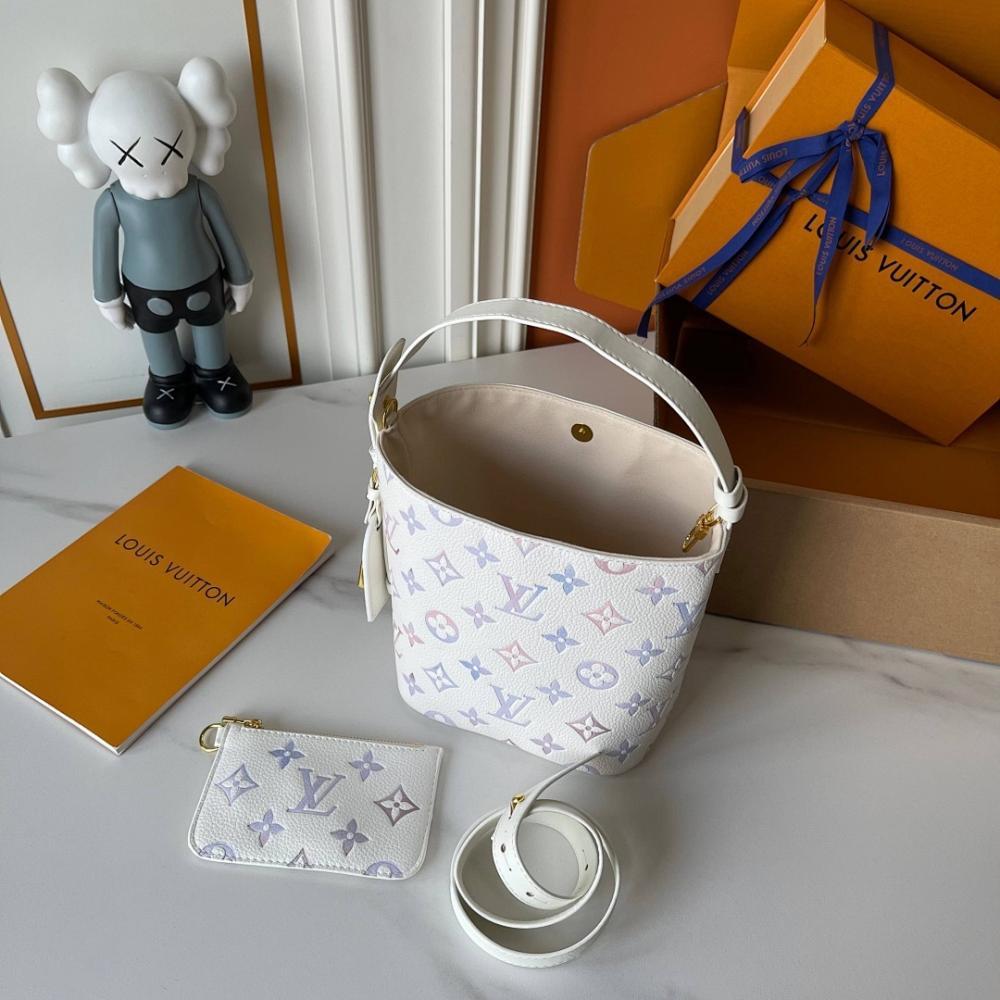 Stylish Refined Monogram Leather Bucket Bag