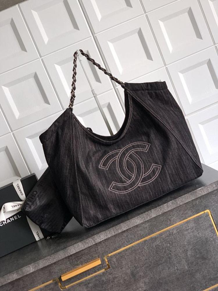 Classic Embroidered Denim Tote Bag