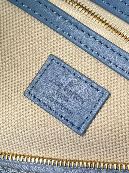 Modern Italian-Inspired Denim Top Handle Bag