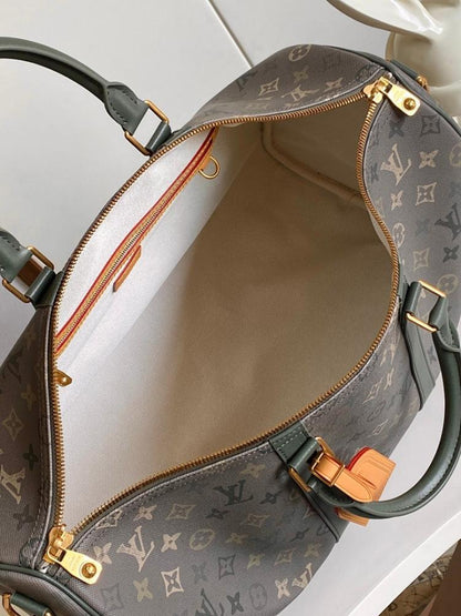 Keepall Gold Monogram Leather Travel Bag