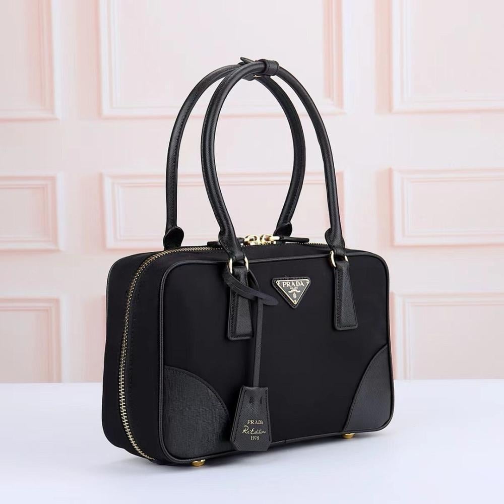 Classic Modern Gold Nylon Top Handle Bag