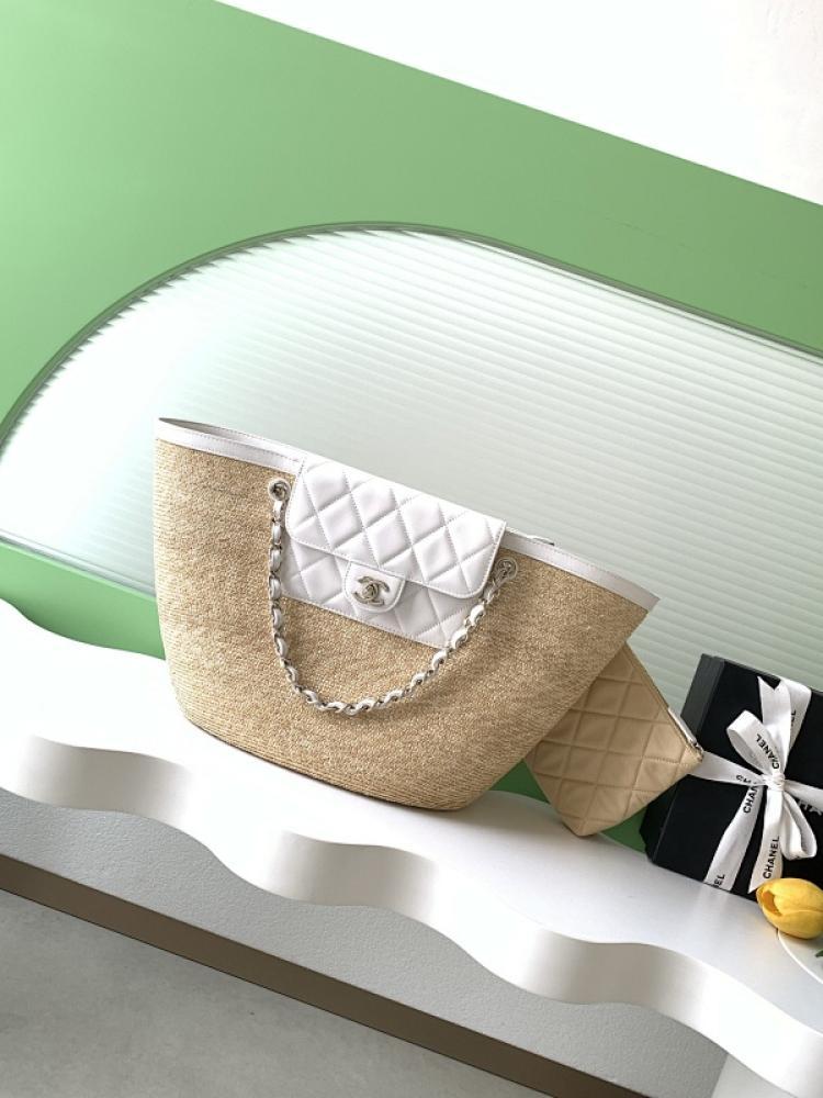 Classic Woven Straw Top Handle Bag