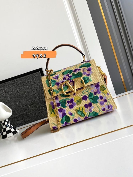 Modern Italian-Inspired Brown Embroidered Leather Bag