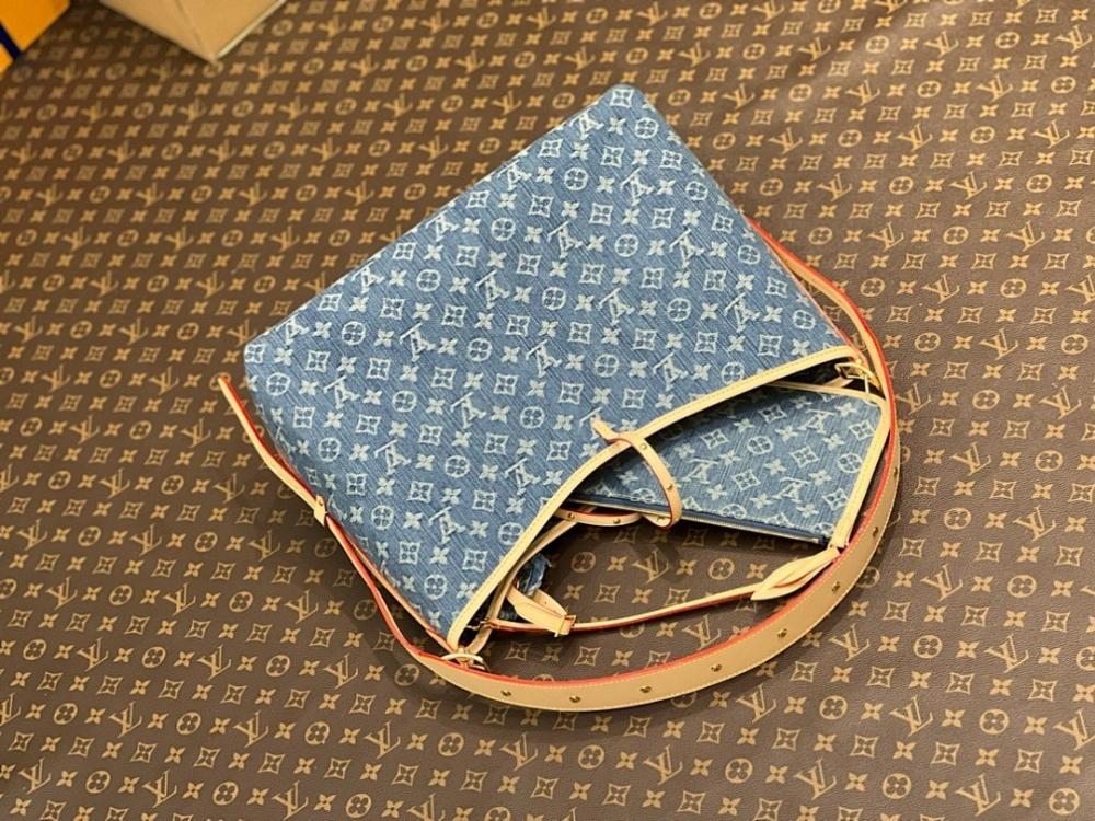 Italian-Inspired Stylish Blue Embroidered Denim Top Handle Bag