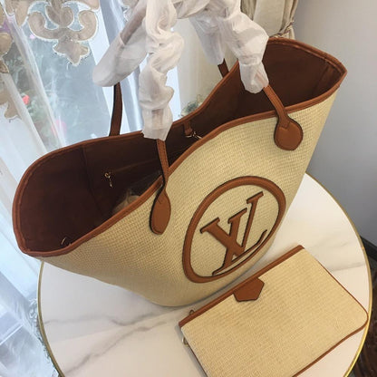 Italian-Inspired Stylish Woven Raffia Tote Bag