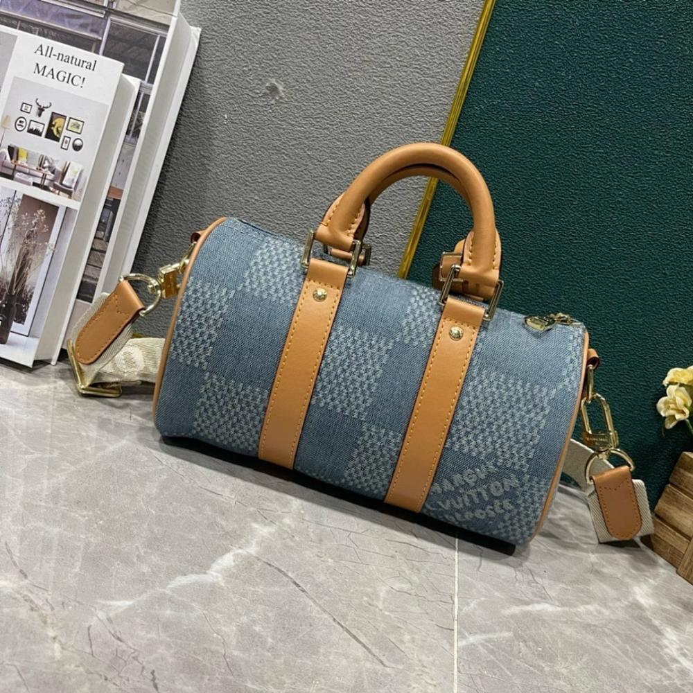 Classic Elegant Red Denim Top Handle Bag
