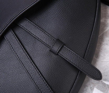 Saddle Black Calfskin Shoulder Bag