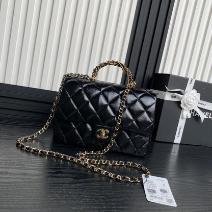 Woven Leather Top Handle Bag