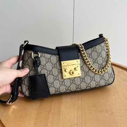 Classic Italian-Inspired Black Canvas Shoulder Bag