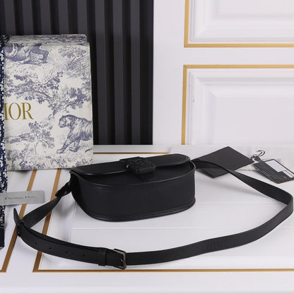 Elegant Stylish Black Printed Calfskin Shoulder Bag