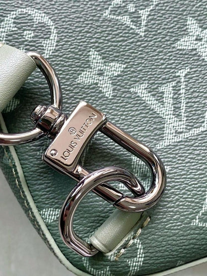 Stylish Refined Green Canvas Top Handle Bag