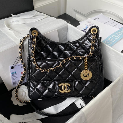 Gold Leather Hobo Bag