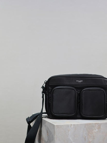 Italian-Inspired Elegant Black Nylon Shoulder Bag