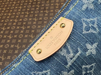Modern Blue Embroidered Denim Shoulder Bag