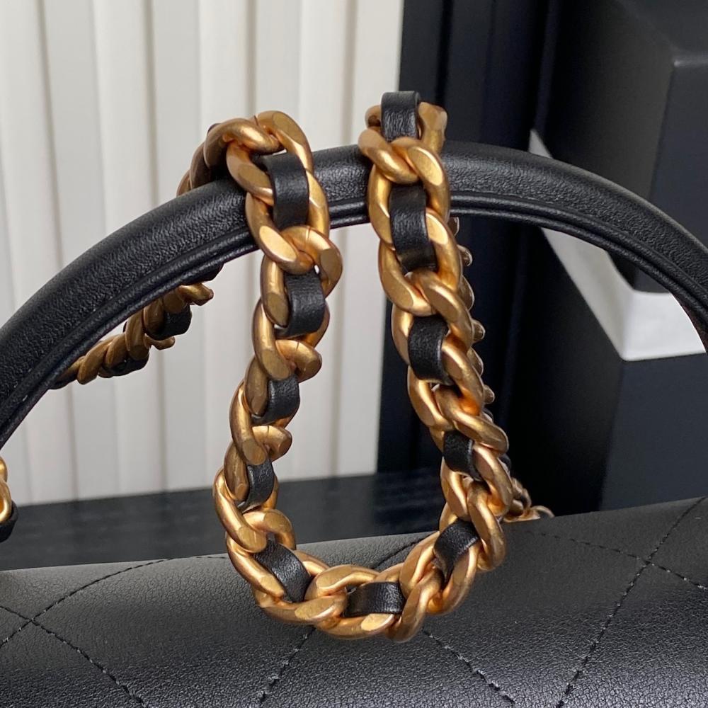 Gold Calfskin Top Handle Bag