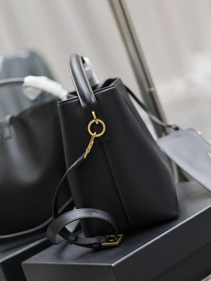 Italian-Inspired Luxury Calfskin Top Handle Bag