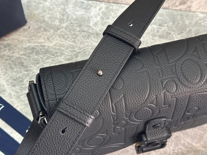 Italian-Inspired Elegant Black Calfskin Shoulder Bag