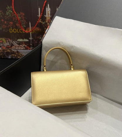 Elegant Refined Leather Top Handle Bag