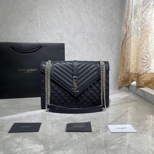 Elegant Premium Black Embroidered Leather Crossbody Bag