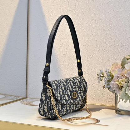 Modern Italian-Inspired Blue Printed Leather Shoulder Bag